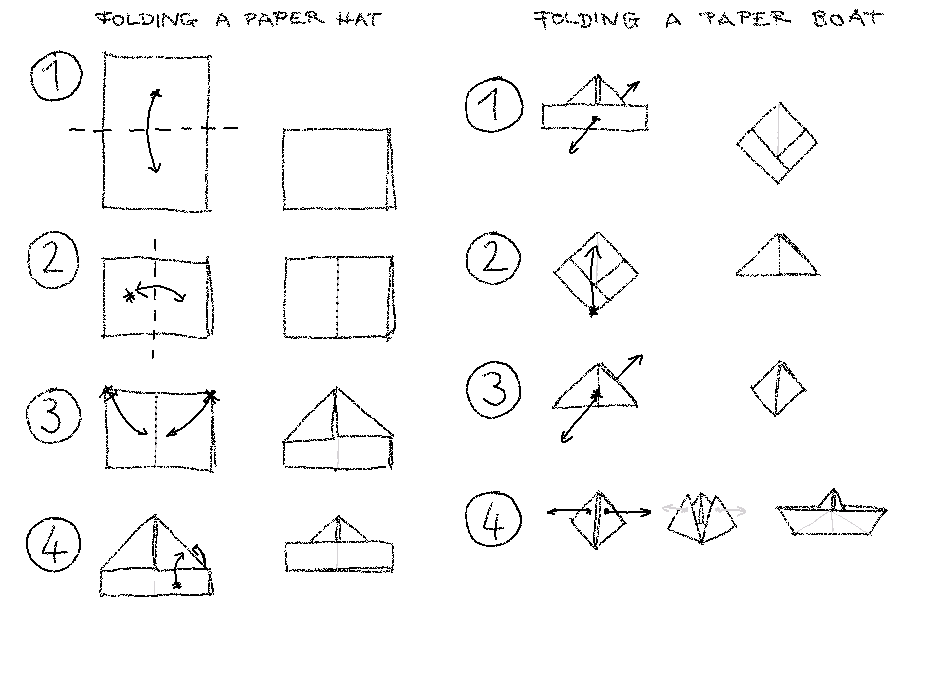 Folding instructions cheat sheet
