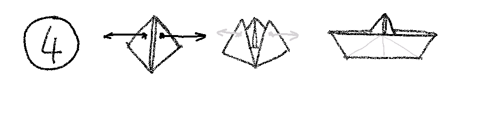 Folding instructions for a paper boat, Step 4
