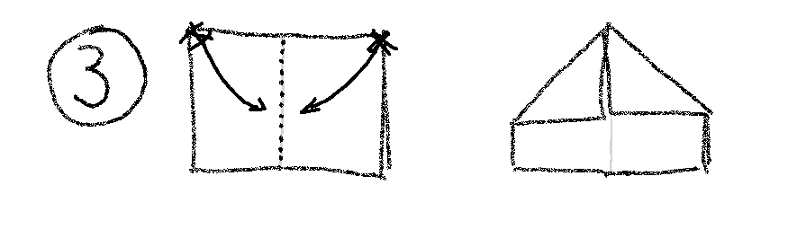 Folding instructions for a paper hat, Step 3